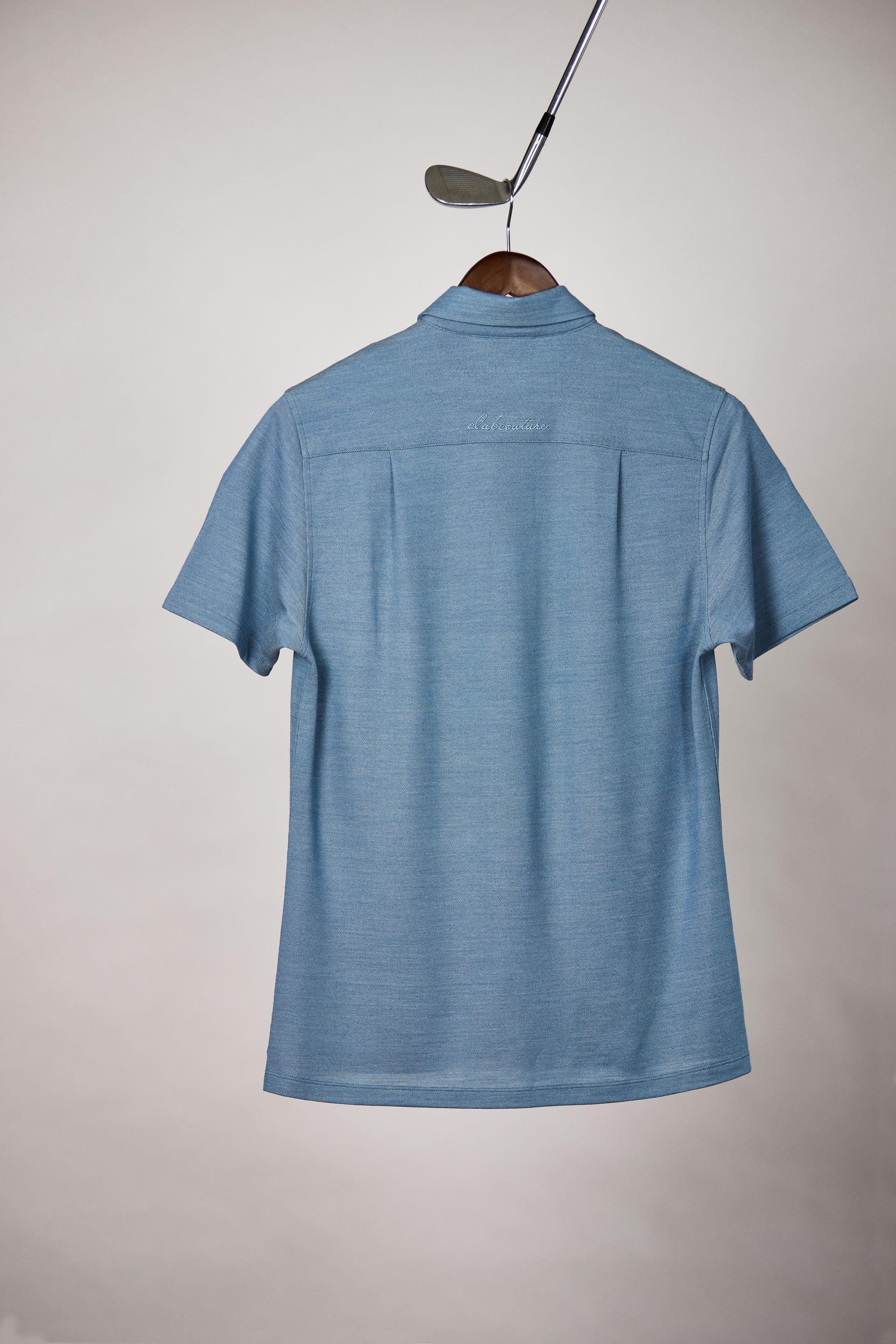 Merino Polo Light Blue Marle